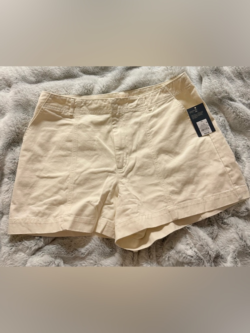 Women's Cream Cotton Blend Shorts